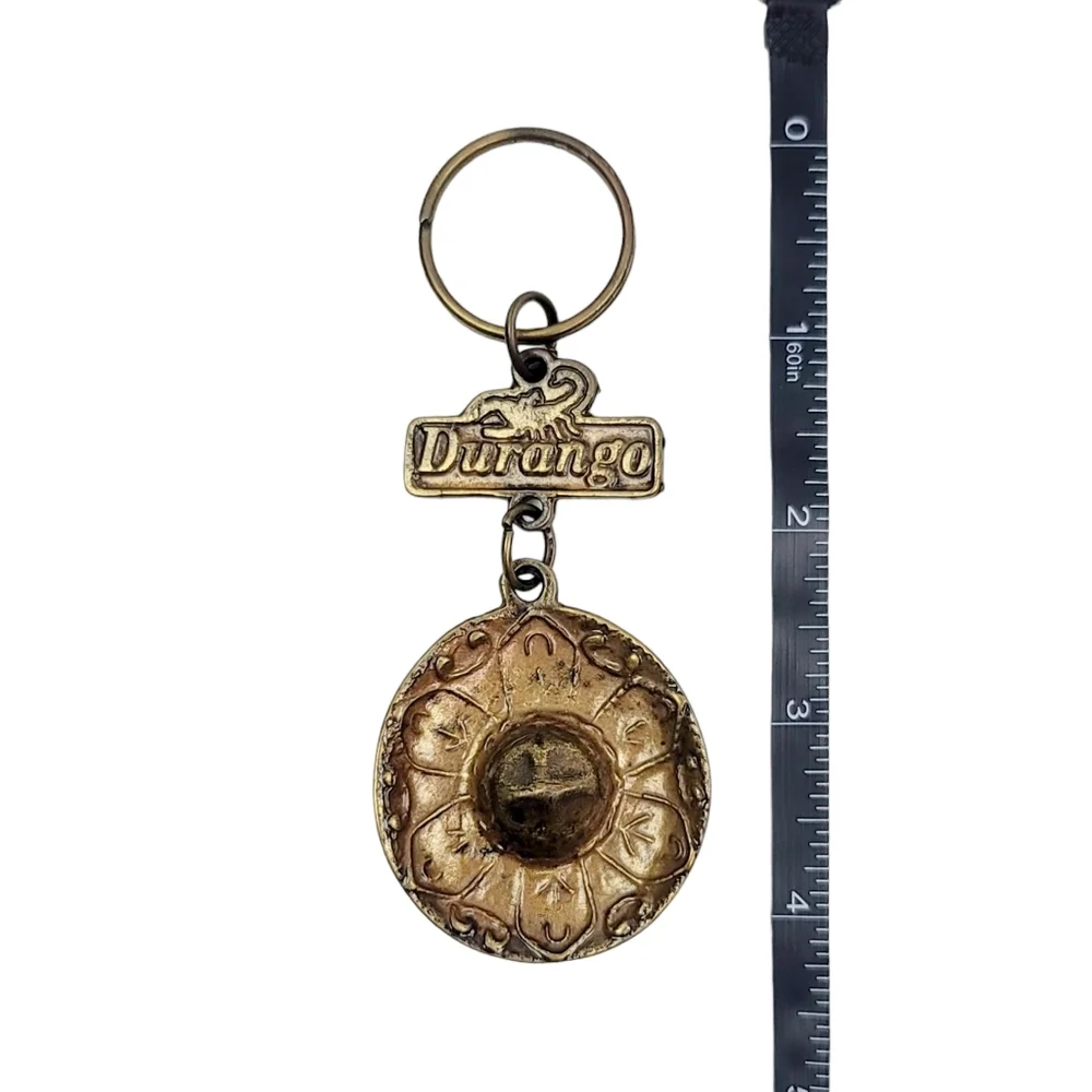 Durango Keychain Scorpion Sombrero Hat Gold Brass Metal Home Western Cowboy
